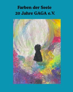 Ein dunkles Schlüsselloch umgeben von bunten Farben, gemalt mit Acryl